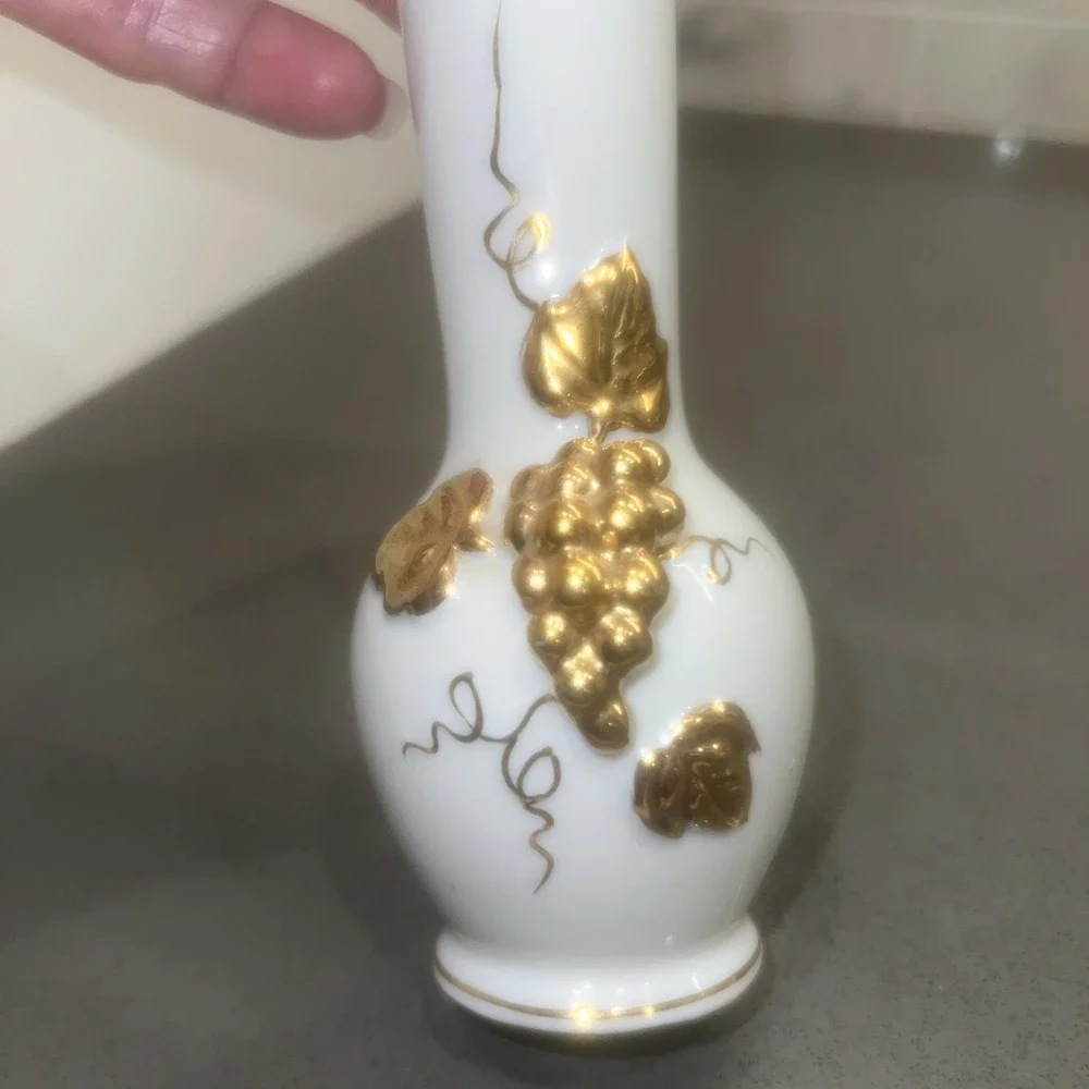 White Porcelain & Gold Vase by I. W. Rice 